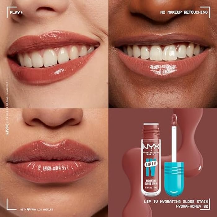 NYX Professional Makeup Lip IV Hydrating Gloss Stain, Lip Gloss, Up to 12HR Hydration, High Pigment, Wet Shine Finish, Hydra-Honey - Image 3
